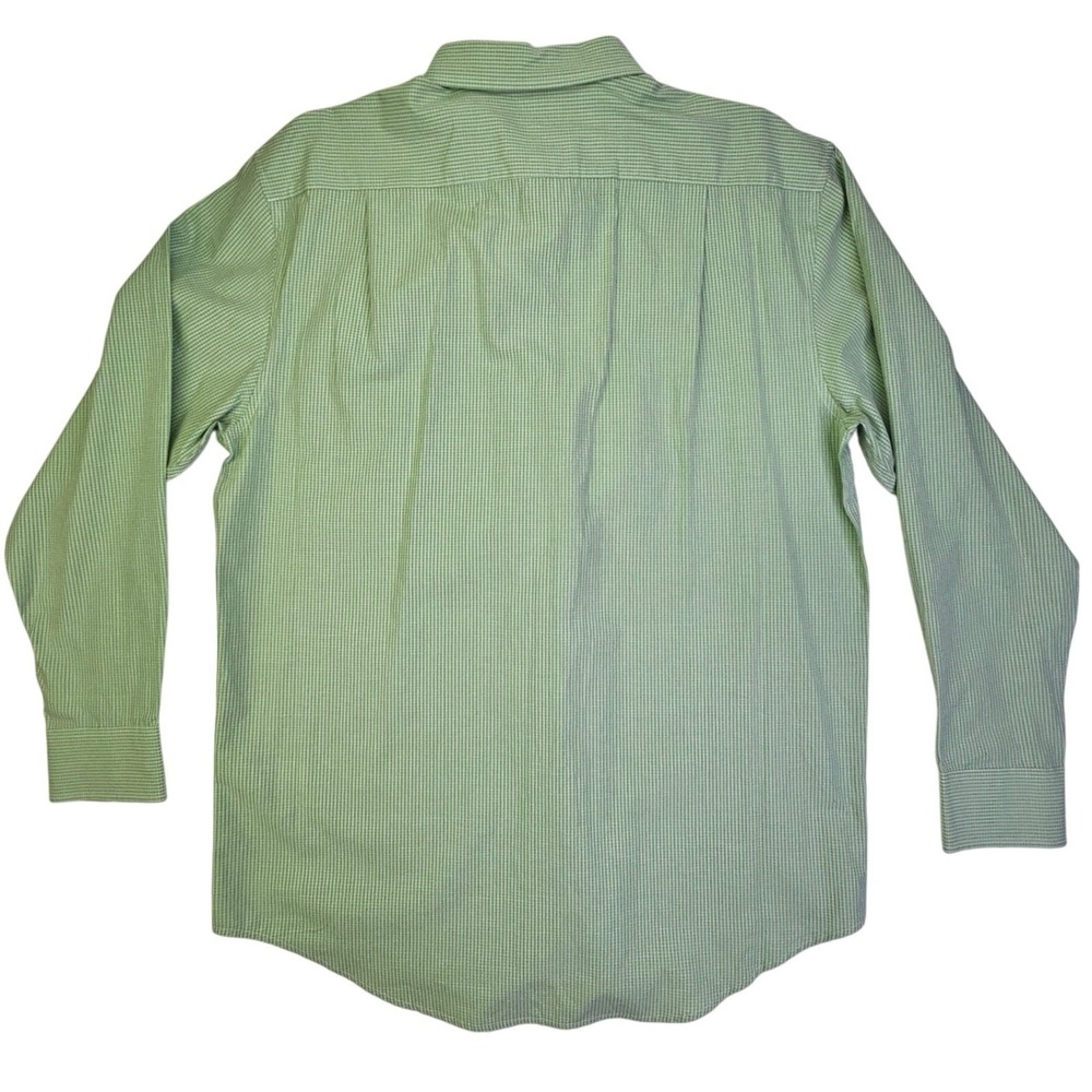 IZOD Mens Green Micro Check Button Down Long Sleeve Shirt Large 490295 - Picture 2 of 11